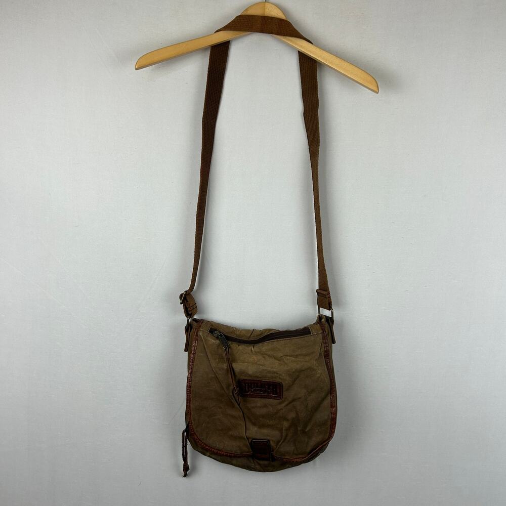 Duluth Trading Co Oil Cloth Sling Bag Crossbody Brown 61752